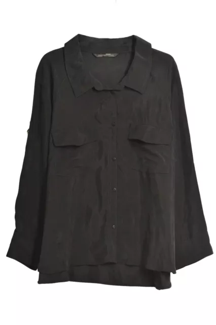 ZARA Womens Black Shirt Raglan Shoulder Cupro Blouse Long Sleeve