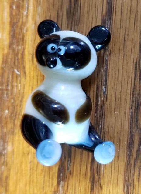 Glass Panda Bear Figure Figurine Computer Desk Top Decoration