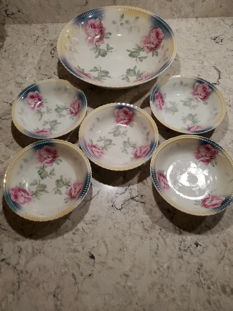 Antique 1920s Koenigszelt SilesiaGermany China Berry Dessert Set