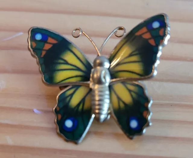 Vintage multicolored Butterfly Pin Ronte of Beverly Hills Enamel Goldtone 1970s