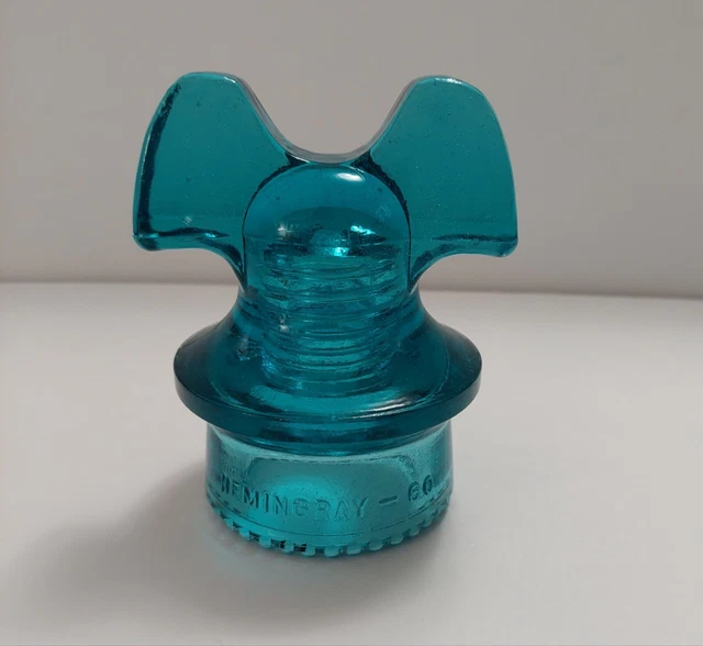 Pretty Blue Aqua CD 257 Hemingray #60 Made In USA Mickey Mouse Glass Insulator