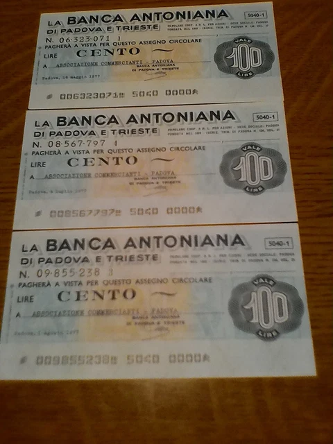 Miniassegni Banca Antoniana Di Padova E Trieste - Lotto Ml1549  (N. 3 Emissioni)