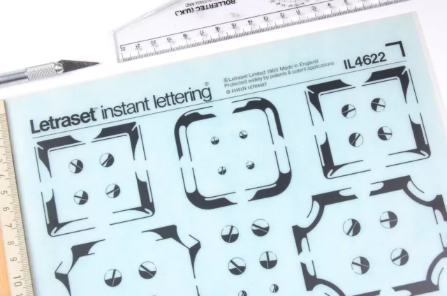 LETRASET SYMBOLS Rub On Symbol Transfers DECORATIVE BORDERS (#4622)