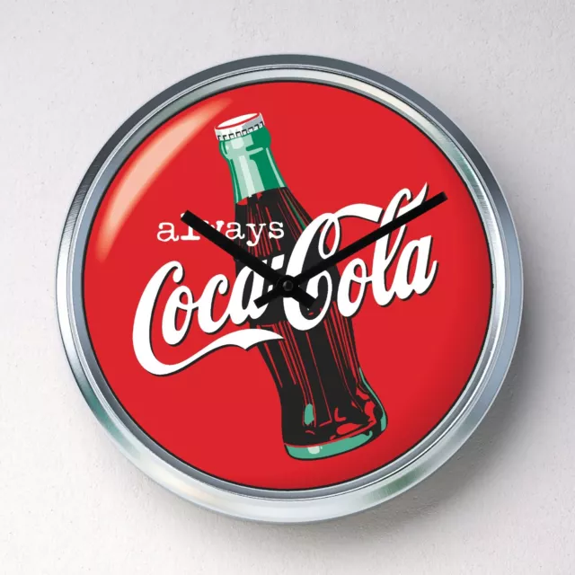 ALWAYS COCA COLA Wall clock Stainless Steel silent quartz movement man cave shed