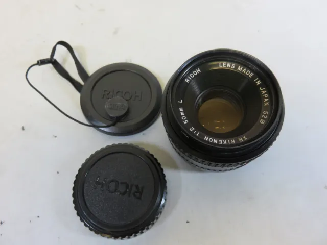 (MINT w/ Caps) Ricoh XR Rikenon 50mm F/2 L Standard MF Lens Pentax K Mount JAPAN