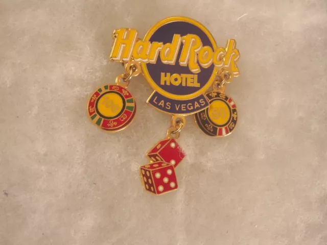 Hard Rock Cafe Pin Las Vegas Hotel Logo Poker chips and dice dangle