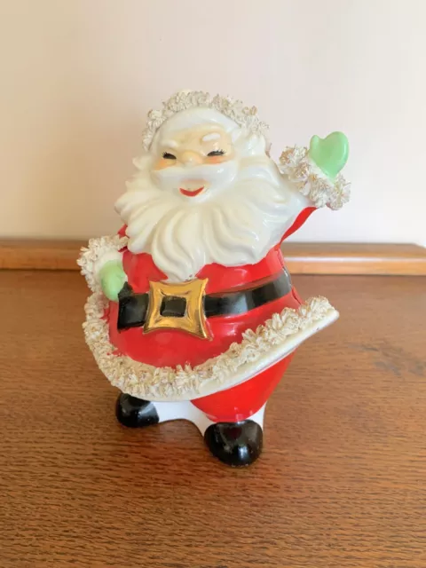 Vtg Santa napkin & toothpick holder ceramic Christmas figurine by Chess Japan