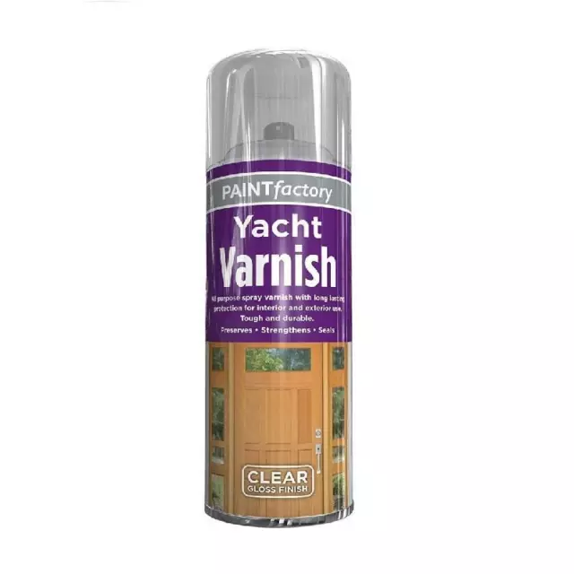 Clear Gloss Spray Yacht Varnish Quick Drying All Purpose Interior&Exterior 250Ml