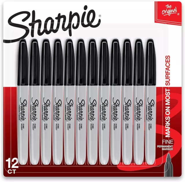 Sharpie Permanent Markers, Ultra Fine Point, Black, 12 Count new free shipping
