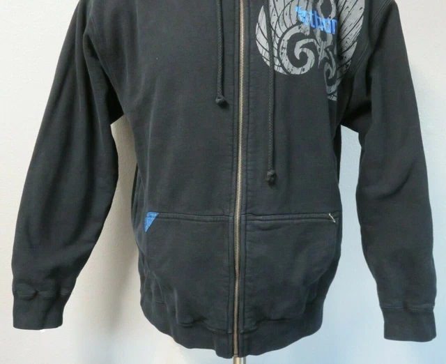 Mens THOR Black Full Zip Sweatshirt Sweater Size M Waffle Thermal Lined Hoodie 5