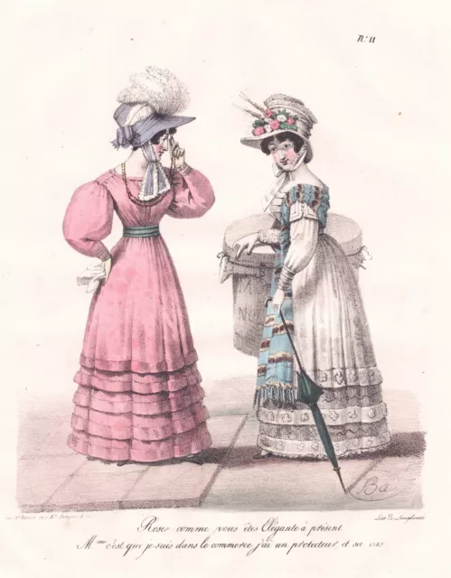 Ladies Damen Mode fashion Paris caricature Karikatur Lithographie 1830