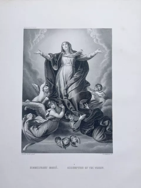 Guido Reni Assunzione Di Maria Angelo 1872 Antiquarium Incisione Su Acciaio... 2