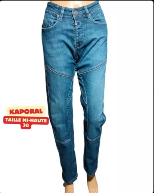 Jeans kaporal ,coupe straight,taille mi-haute,extensible