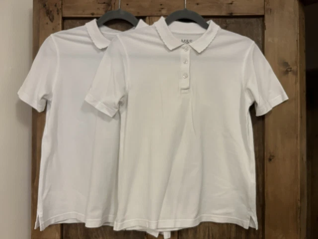 Girls Marks & Spencer White Polo Top Bundle Age 11-12 Good Condition