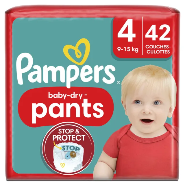 PAMPERS - Baby-Dry Nappy Pants Culottes taille 4 (9-15kg) - paquet de 42 couches