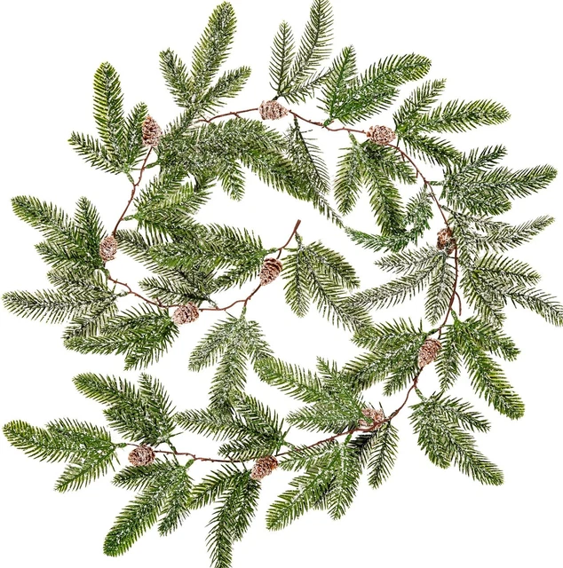 Whaline 4.9ft Christmas Garland Artificial Pine Garland with Pine Cones Frosted
