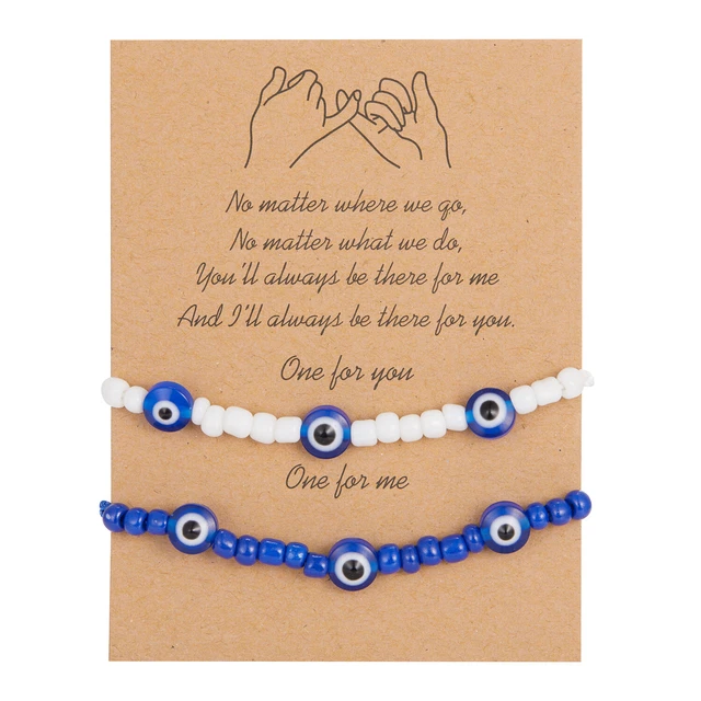Fashion 2pcs Lucky Evil Eye Braided Rope Bracelet Adjustable Women Men Jewelry