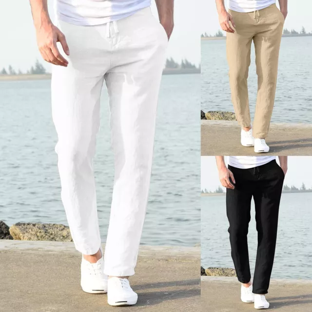 Pantalon en lin en coton doux respirant pour hommes fitness streetwear pantalon