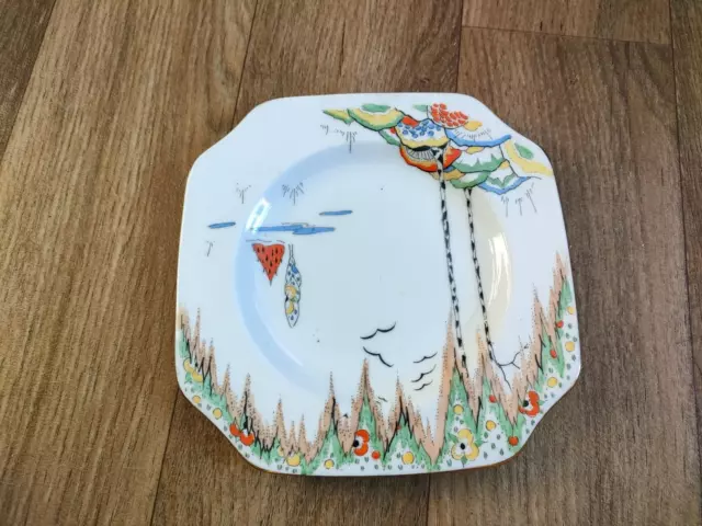 Carlton Ware (China) Strawberry Tree Design Square Tea Plate, 1940'S. (3) 3