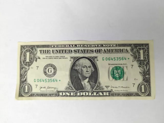 1 dollar bill star note series 2017A serial G06453564