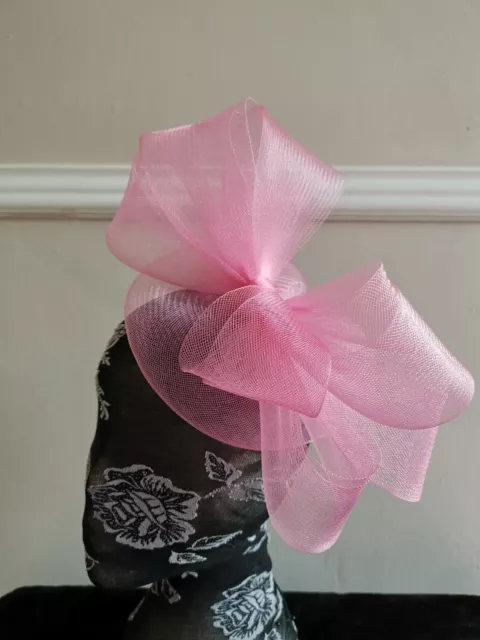 baby pink crin fascinator headband headpiece wedding party race ascot bridal