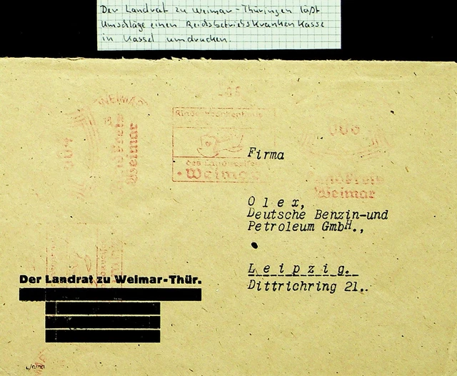 Deutschland Meter Frankierte Abdeckung Von Weimer Sich Leipzig