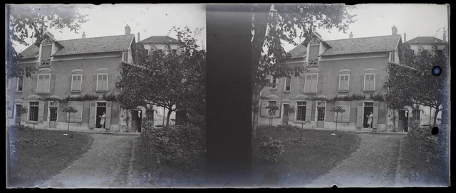 France Maison c1930 Photo NEGATIVE STEREO Plaque de verre Vintage V36L3n