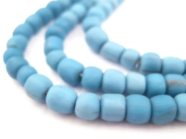 Denim Blue Java Glass Beads 5mm Indonesia Cylinder 24 Inch Strand