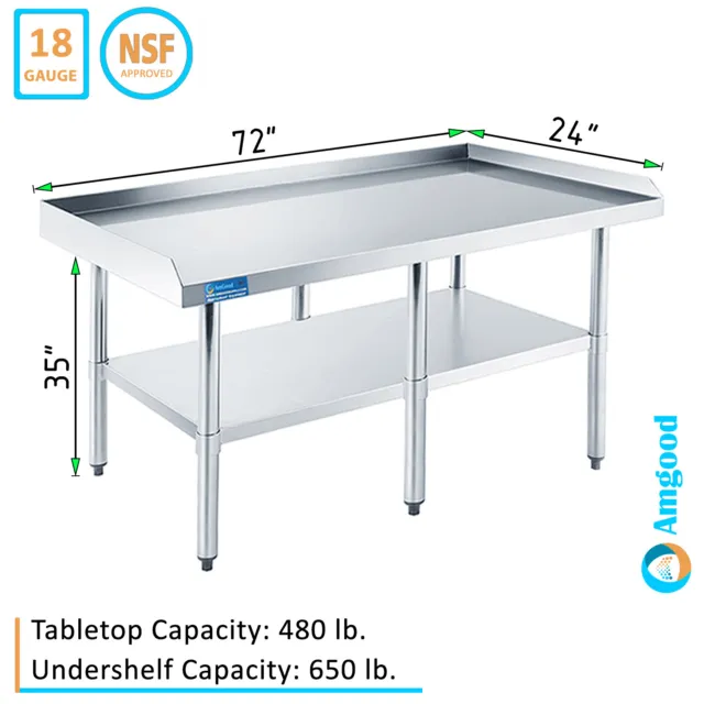 Work Table with Backsplash and Sidesplashes | Stainless Steel Prep Table 24"x72"