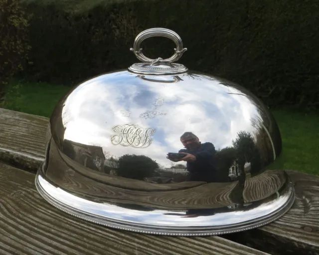 Antique Victorian Elkington Silver Plated Meat Dome/Food Cover HRS 14" by 11"