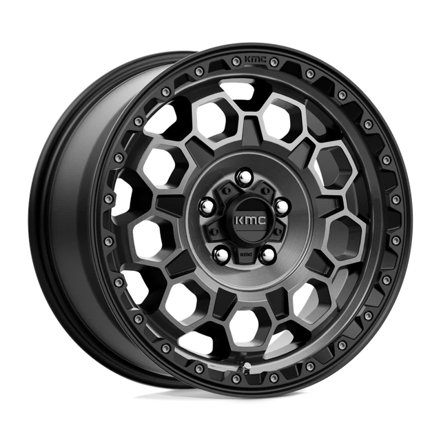1 New 17X9 KMC KM545 TREK Satin Black With Gray Tint 6X139.7 ET0 wheel/rim