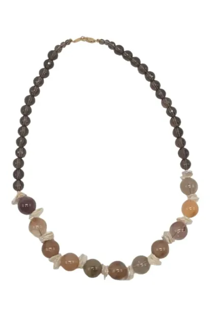 ZOE B MIXED Agate Bead & Shell Necklace 18 Inches 14K New In Box HSN ...