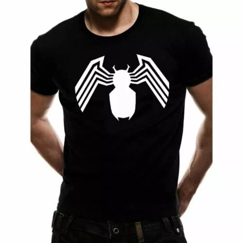 Marvel Poison Blanc Logo Sur Noir T-Shirt