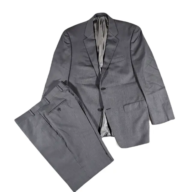 Calvin Klein Grey Stripe Suit Mens 42R 42 and Pants 34 x 31 2 Piece