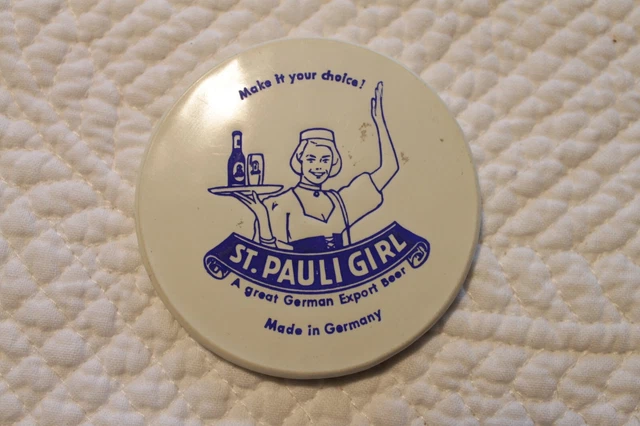 Taschenspiegel / Pocket Mirror Reklame Celluliod St. Pauli Girl Bier