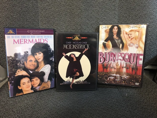CHER Lot  - MERMAIDS + MOONSTRUCK + BURLESQUE  3-Disc  LIKE NEW  DVD's  USA
