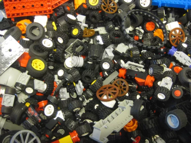 LEGO Bulk lot WHEELS 1/2 lb pound Tires Axles Car Vehicle Lots of Parts! 2