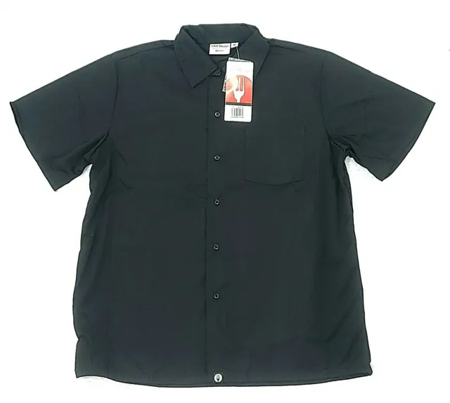 Chef Works Cook Shirt Mens Various Sizes Cool Vent CSCV Short Sleeve Button Blk