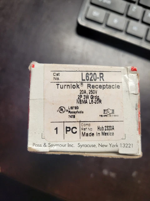 P&S LEGRAND L620-R Turnlok Buchse 20A 250V 2P 3W NEMA L6-20R - FSTSHP ...