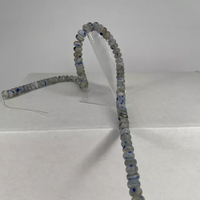 African glass beads, 45 African beads for jewelry making, Opaque Cobalt White