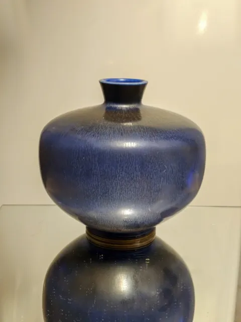 Gustavsberg Berndt Friberg large blue ceramics vase signed 1967 studio pottery