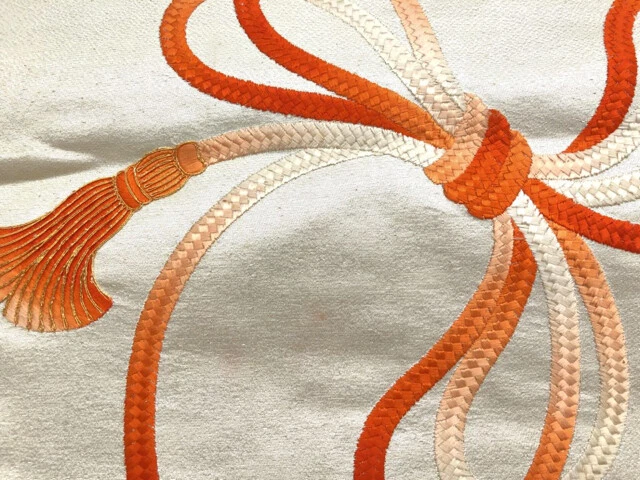 6138101: Japanese Kimono / Antique Nagoya Obi / Embroidery / Kumihimo Cord