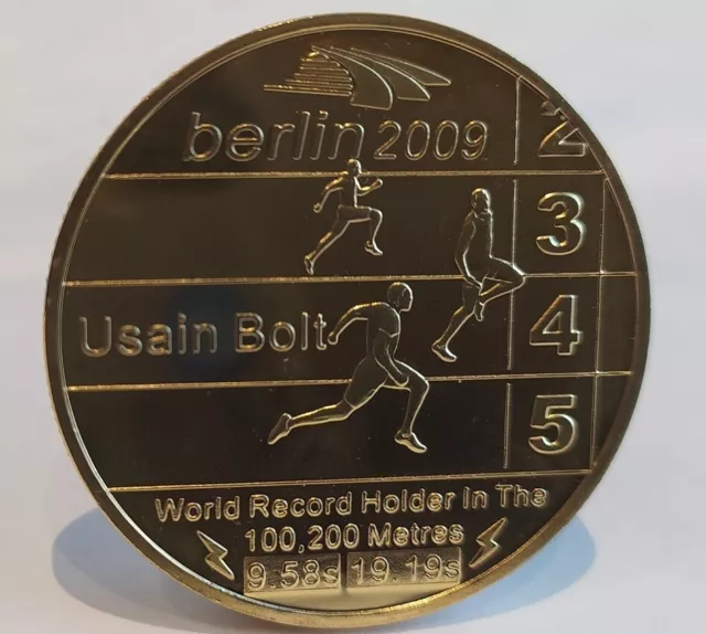 Usain Bolt Gold Coin 100m 200m World Record Holder Signed Olympics 3