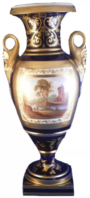 Antique 19thC Grainger Lee Co Worcester Porcelain Scenic Vase Porzellan English