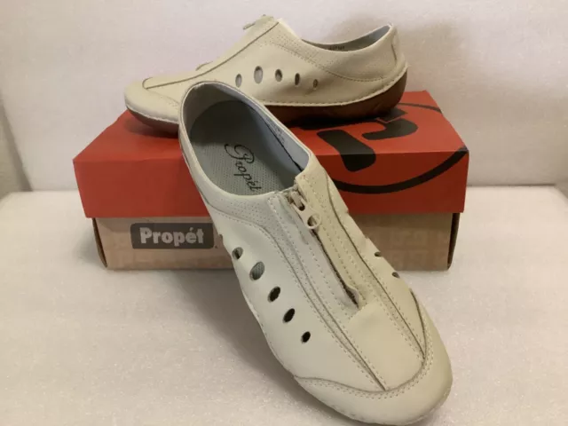 Propet “Swift” Womens Walking Shoe 7.5 M Beige/Bone Zip Slip-on ~ NEW in box