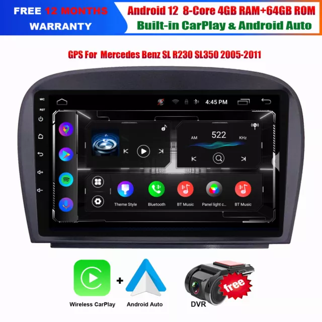 Für Mercedes SL R230 Touchscreen Autoradio BT CarPlay Sat Nav GPS Android12 64GB