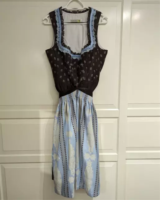 Dirndl Kleid Tracht, Tramontana Gr. 42 XL mit Schürze, Braun Blau