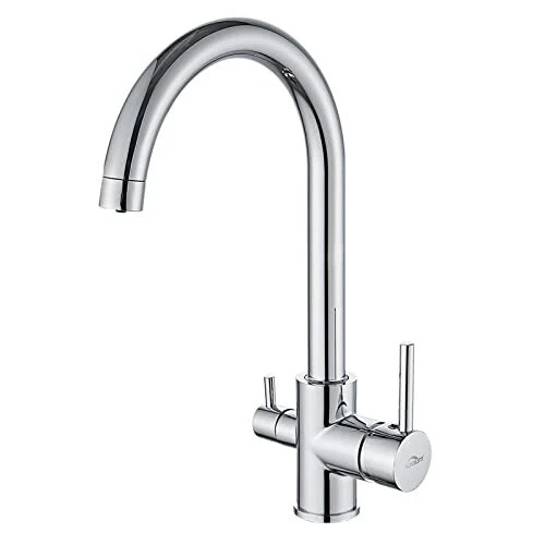 Auralum Robinet Cuisine 3 voies Chromé Pivotant à 360° Mitigeur d'Evier Filtr...