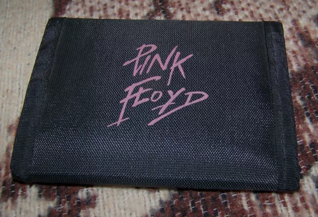 NEW Vintage Original 1980s PINK FLOYD Art Nylon Bi-Fold Hook Loop Wallet Black