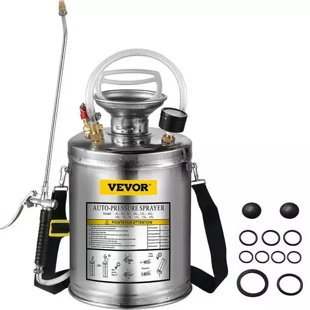 VEVORbrand 1 Gallon Pump Sprayer Stainless Steel, Lawn and Garden Hand Pump Spra